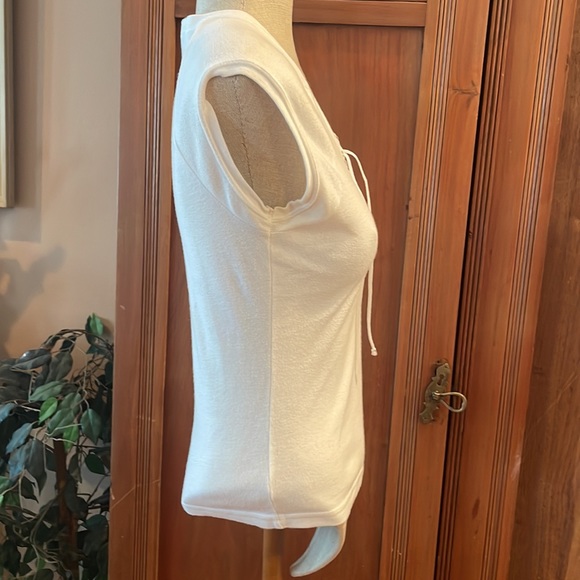 Aeropostale small slim fit white top cap sleeve lace up front 100% cotton size s - Picture 6 of 12